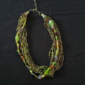 Green and Brown Chunky Beaded Necklace